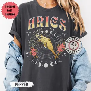 Comfort Colors* Aries zodiac shirt Aries birthday t-shirt Aries gift astrology zodiac tee Aries Constellation shirt Celestial Aries tee astrology shirt for Aries women fairycore witchy tee celestial moon phase Aries gift astrology zodiac tee