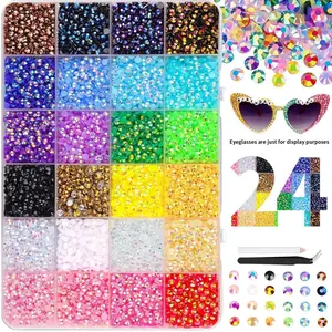30000Pcs Resin Rhinestones Kit 24 Colors Flatback Gems  Pick-Up Pen & Tweezers for Nail Art, Crafts, Clothes, Shoes DIY Bedazzling bedazzled bedazzling kit