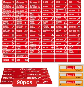 Toolbox Organization Magnetic Labels-90 Large Tool Chest Organizer Labels-Strong Magnets-Fits All Brands of Steel Tool Box Drawers(Black 3.5"x1" in)