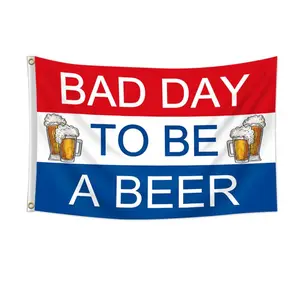 Bad Day To Be A Beer Flag, 1 Count Double Stitched 2 Grommets Polyester Flag, Wall Decor Flags, Wall Decor Banner, Outdoor Banners, Wall Hanging Decor for Home Garden Party Room