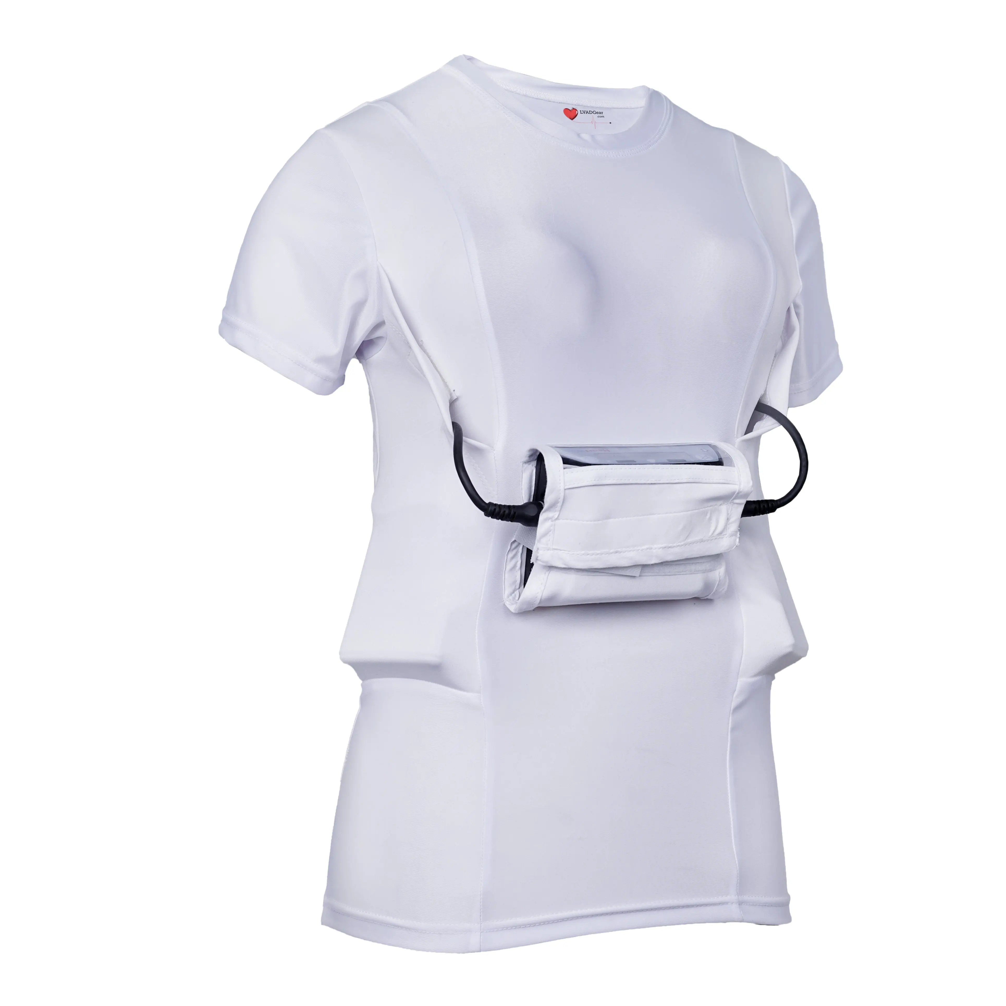LVAD GEAR Women's Slim T-Shirt Top - White, Breathable Fabric, Comfortable Fit, With Pocket, Essential Womenswear