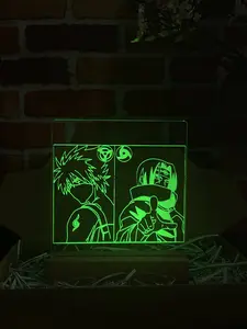 Naruto Acrylic Plaque With Wood Stand - Kakashi and Itachi Dual Design