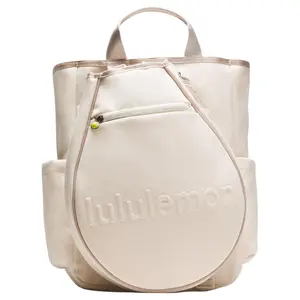 Lululemon Racket 19L Logo-Designed Tennis Backpack with Feather Racket Storage in Canvas for Men and Women in Natural White and Cashew Brown