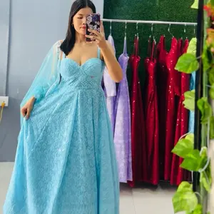 Sky blue Chikankari Anarkali set