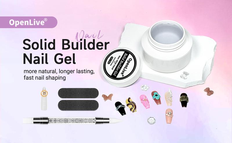Solid Builder Gel for Nails- 45g Large Volume 3D Sculpting Gel for Nail Extension Art, Non-Sticky, U V Lamp Curing Required, Salon Home DIY Use.