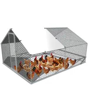 NAVINE Large Metal Chicken Coop, 118''*157''*79'' Walk-in Poultry Cage Hen Run House, Outdoor Chicken Pen with Waterproof & UV-Resistant Cover, Suitable for Yard, Farm, And Backyard Use Rainproof Hexagonal Wire Mesh