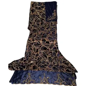 Royal Midnight Velvet 3-Piece Unstitched Dirac - Elegant Comfy Fabric, Ideal for Wedding and Eid Celebrations