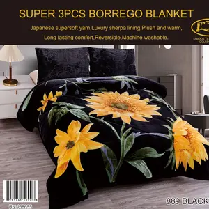 El Hispano Embossed 3pc Sherpa Set with Butterfly Design and Floral Patterns