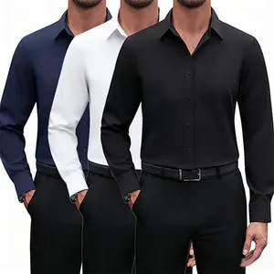 Dress Shirts 16-Way Stretch Slim Fit Long Sleeve Button Down Business Casual Shirts Wrinkle Free Traveler Shirts Top Menswear