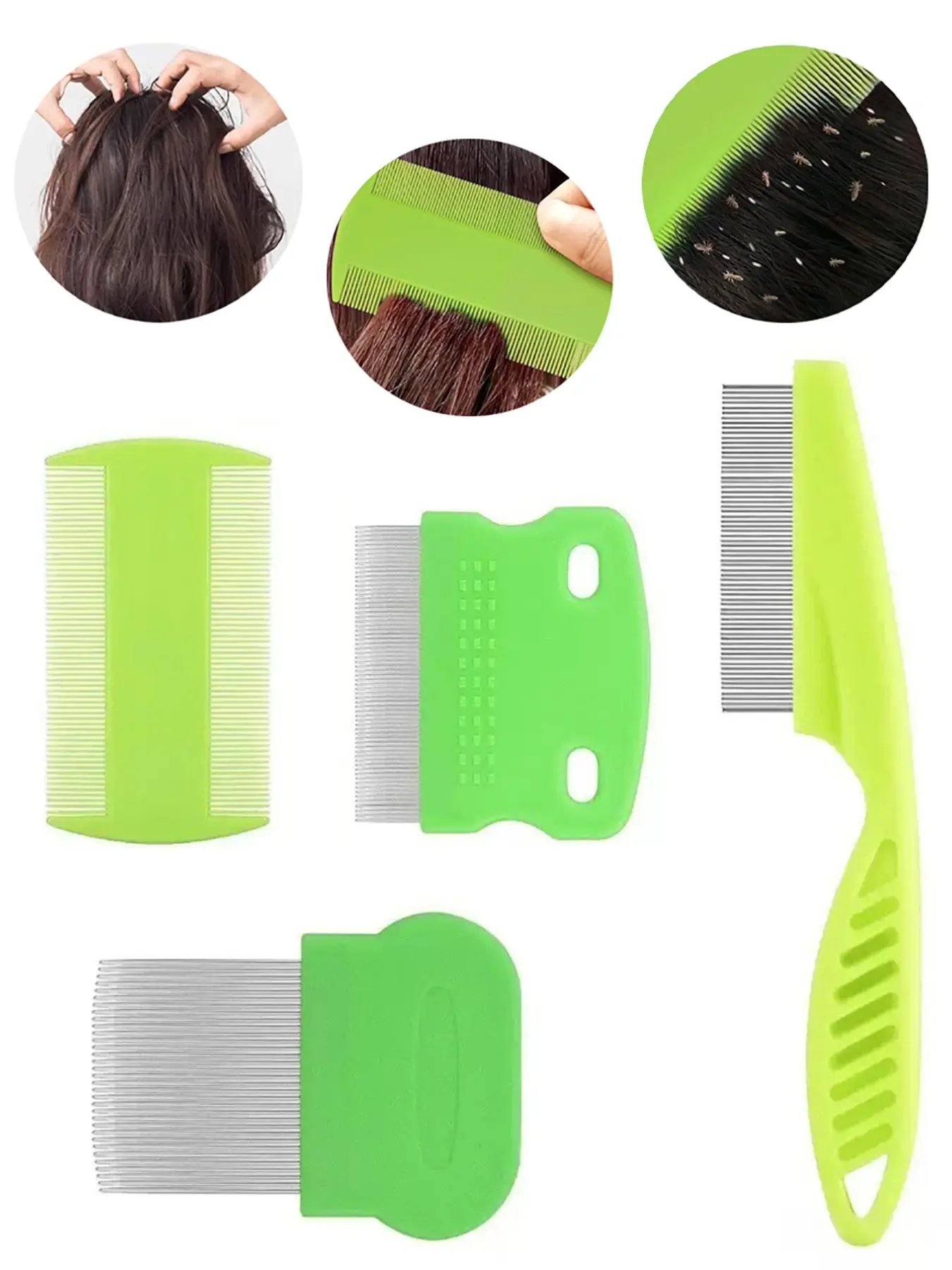 4pcs Scalp Comb Set, Dandruff Lice Detangler Combs, Fine Tooth Massage Brush, Multi-Functional Hair Care Tool, Ideal for Women's Styling & Scalp Health