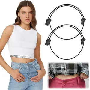 2-Pack Adjustable Shirt Tuck Bands for Women Invisible Elastic Stay Belt to Crop Tuck & Style Tops Sweaters Fashion Accessory for Waist Trainer, Smooth Texture for Daily Wear & Parties, Belly Belt