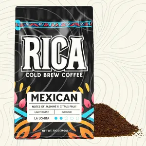 RICA Cold Brew | Mexican Single-Origin Light Roast Coarse Ground Coffee for Cold Brew | 100% Arabica from Chiapas, Mexico | Low Acid, Bright Citrus & Jasmine Flavor Notes | 12 oz Bag