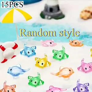 15pcs Glow-In-The-Dark Mini Devil Fish Statues, Realistic Resin Aquarium Decor, Perfect for Bedroom, Kitchen, Holiday Decoration