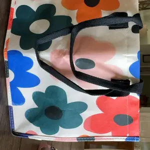Floral Print Large Capacity Storage Bag, Super Size Organizer with Durable Handle, Space Saving Multi-Purpose for School, Travel, Shopping, Reusable Grocery Bags, Reusable Shopping Bags