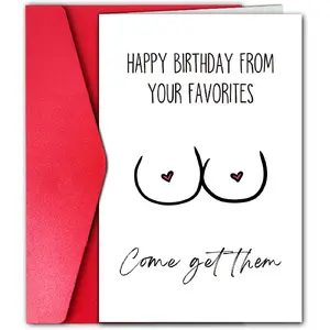 Funny Husband Birthday Card, Sexy Birthday Gift, Rude Bday Card for Boyfriend, Humorous Birthday Card from Wife Girlfriend (Come Get Them)