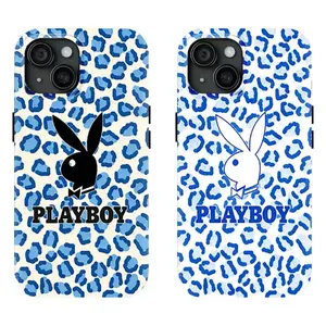 Playboy leopard print phone case, compatible with iPhone 17/16/15/14/13/12/11 Pro Max/Plus and Samsung Galaxy S23FE/22/23/24/25. Adorned with wildflower patterns, a perfect gift for both men and women.