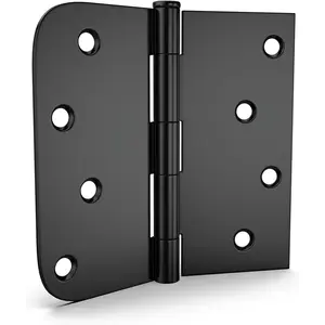 3 Pack 4 Inch Black Matte Interior Door Hinges, 4 x 4 Inch with Square & Round Corners, Iron Material
