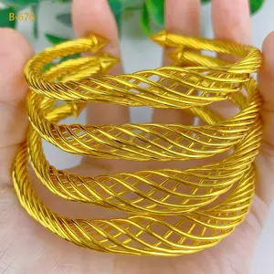 Luxury Arabic 24k Gold Plated Bangles For Women Dubai Bridal Charm Cuff Bracelet Nigerian Wedding Gift African Jewelry Party
