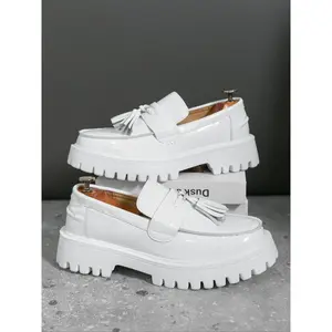 Men's Fashionable Plain Color Platform Loafers, Casual Comfortable Fashion Shoes for Daily Wear, Male All-match Round Toe Shoes for Daily Wear, Boy