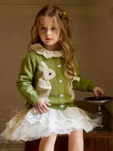 Knitted Cardigan Jacket for Girls, Autumn Wear Children Knitwear, Baby Spring & Fall Outerwear, Stylish Kids Clothing