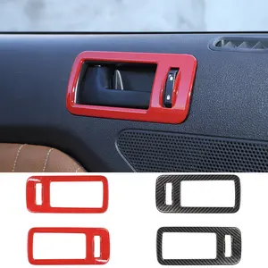 For 2004-2014 Ford Mustang Interior Door Handle Cover Trim Decor Frame car sticker Carbon Auto