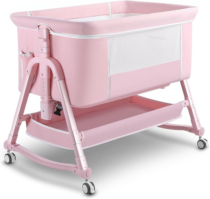 Newborn/Baby 4-in-1 Bassinet! Foldable Travel Style + Wheels | Mosquito Net + Mattress + Storage Included