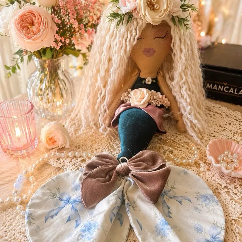 Pearl Willow Handmade Mermaid Doll – One of a Kind Collectible – Bubbles & Blush
