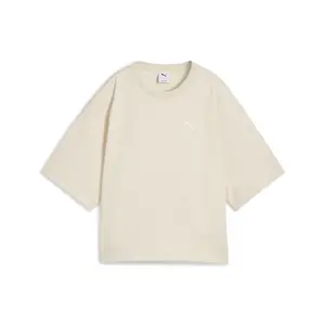 PUMA Womens Essentials Relaxed Heavy Crew Neck Short Sleeve Casual Tops Casual - White
