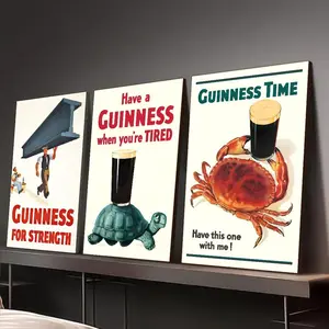 Guinness Time Themed Wall Art, Framed Canvas Art Poster, Wall Art Decor for Home Living Room Bedroom Office School, Ornaments, Indoor Decoration