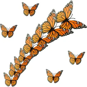 Monarch Butterfly Decorations, 3D Halloween Butterfly Wall Decor, 12 count Orange  Butterflies, Artificial Butterflies Crafts for The  Day, Bedroom, , Wedding, Party, Halloween Decor