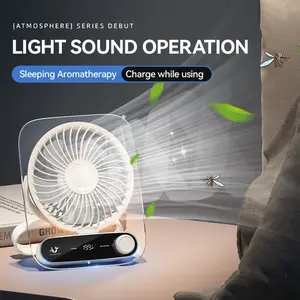 Ultra-Quiet 199-Speed Desk Fan for Sleep, 6.8'' Rechargeable Portable Design with LED Display, 180° Adjustable Head & Tripod Base