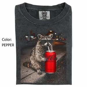 Vintage Raccoons Coke Zero Drink Comfort Colors T-Shirt with funny Gen Z dank meme design, trendy animal graphic tee, cotton streetwear gift for men and women alike.