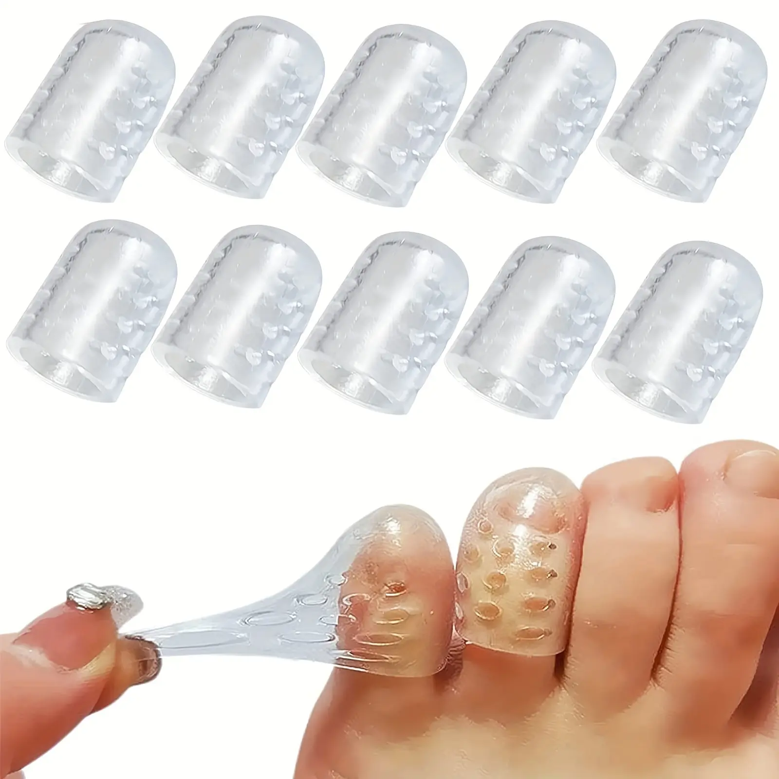10pcs Clear Toe Protectors, Protect Toes From Rubbing, Ingrown Toenails, Corns, Blisters, Hammer Toes, Toe Sleeves Footwear Shoe Silicone Bedroom