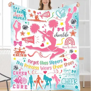 1pc Girls cheer blanket, cheerleading gift, soft and comfortable cheer blanket, Cozy Blanket Throw, team bedroom sofa bed decorative flannel blanket, Throw Blanket