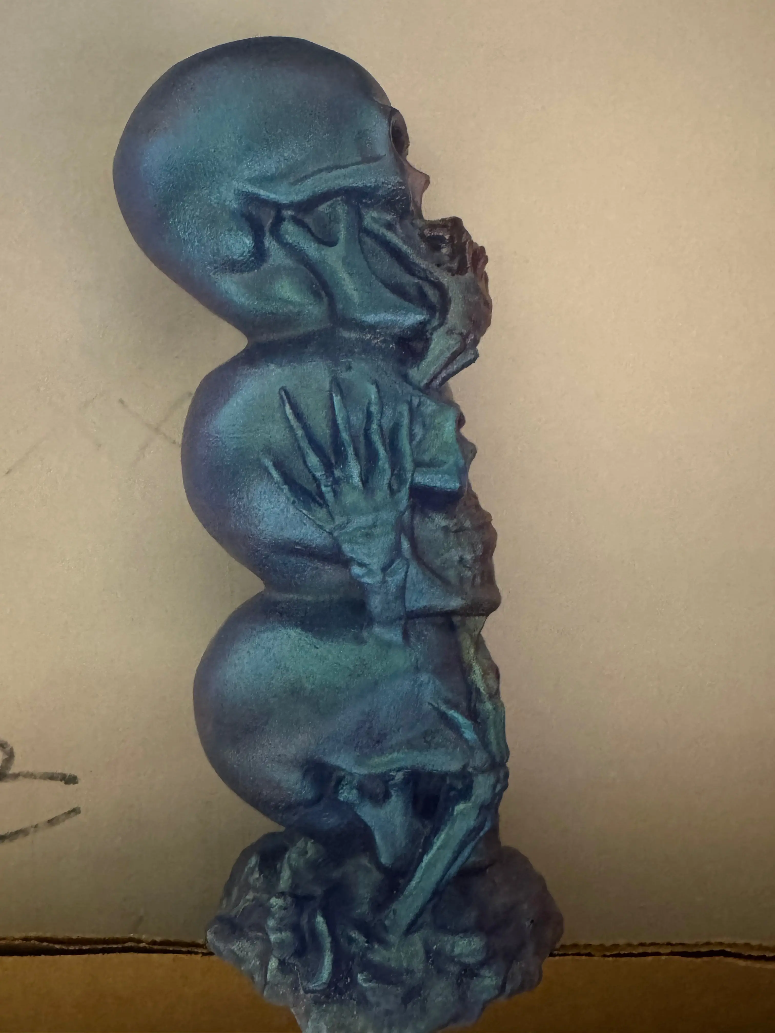 🎃Handmade "See No Evil, Hear No Evil, Speak No Evil" Skull Statue | Epoxy Resin Halloween Decor