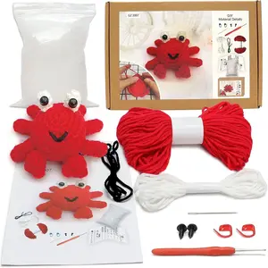 Cute Panda Crochet Kit, 1 Set DIY Handmade Material Kit Set, Crochet Kit with Step By Step Video Tutorials, Suitable for Bag, Keychain, School Bag and Other Accessories, Crochet Hooks