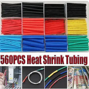 560 pieces of heat shrink tubing 2:1 flame retardant heat shrink tubing, wire protection sleeve, insulation heat shrink tubing, balanced wire winding combination, electrical insulation heat shrink tubing kit with box, 5 colors