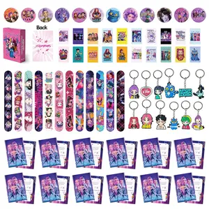 Korean Cartoon Girl Group Birthday Party Gift Set, 12 Bracelets, 12 Keychains, 12 Badges, 12 Invitations, 55 Game Cards, Perfect Party Choice