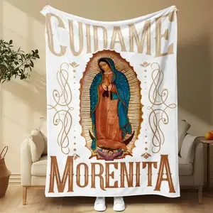 Our Lady Of Guadalupe Pattern Blanket Soft Funny Throw Blanket Cozy Lightweight Plush Portable Cover Blanket For Sofa,Warm Gift For Birthday,Christmas,Multiple Blanket Suitable as a gift sizes 60*80,30*40 ,40*50 50*60