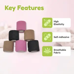 Three-color Mixed Set of Six Self-Adhesive Breathable Sports Bandages Elastic Non-Woven Ankle Elbow Wrap Mini Essential