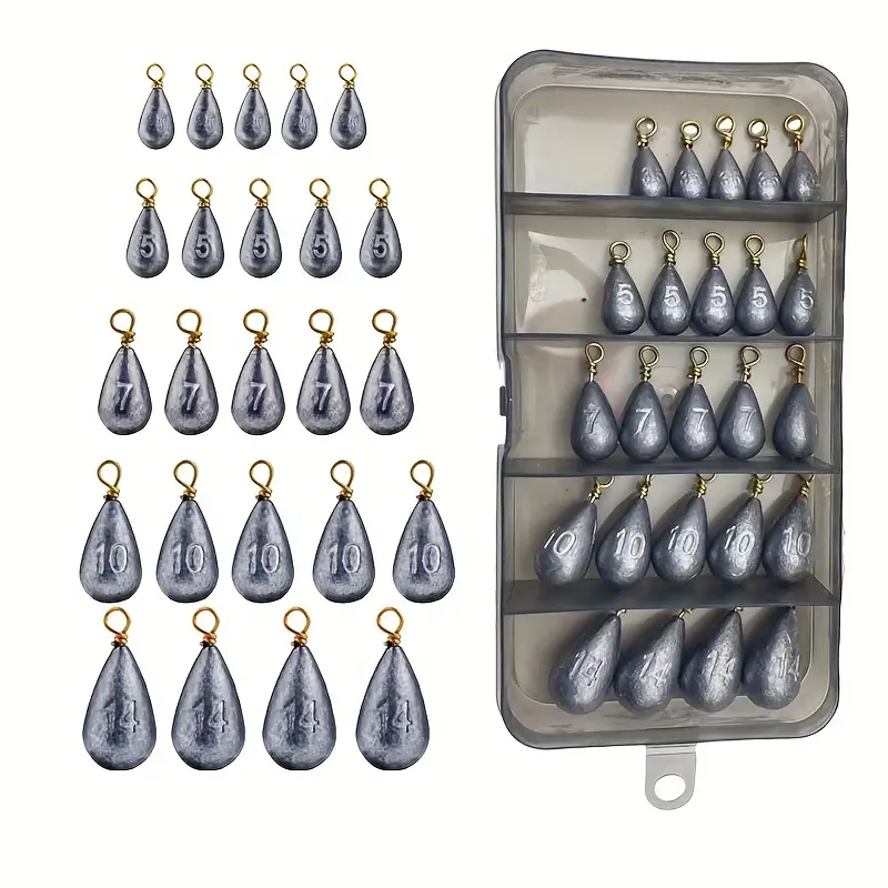 Fishing Sinkers - 13pcs/24pcs Water Droplet-Shaped Lead Sinkers with Rings for Fishing Tackle Accessories, Fishing Sinker