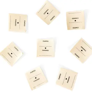 Started and Finished Write in Fabric Labels - Sarah Hearts Quilt Labels #105