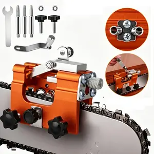 Portable Hand Crank Chainsaw Chain Sharpening Jig, Aluminum Alloy Timberline Sharpener Tool Set, 30° Precise Grinding, with 3 Grinding Bits for 12–20 Inch Gas & Electric Chainsaws