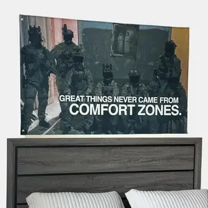 No Comfort Zones Motivational Flag 5x3 Feet Backdrop Picture Outdoor Banners Wall Decor Banner Yard Sign USA Made Room
