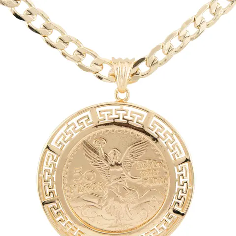 Unisex Elegant Centenario Gold-Plated Cuban Link Necklace - 24-in Cuban-Style Chain & Link, Sparkle Stones, Gold-Plated Amulet, Casual Wear Graduation Gift Accessory