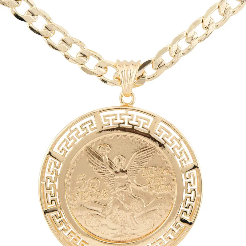 Unisex Elegant Centenario Gold-Plated Cuban Link Necklace - 24-in Cuban-Style Chain & Link, Sparkle Stones, Gold-Plated Amulet, Casual Wear Graduation Gift Accessory