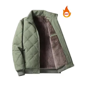 Men's Regular Fit Solid Color Patched Pocket Zipper Fleece Jacket, Casual Long Sleeve Stand Collar Outerwear for Fall & Winter, Men's Clothes for Daily Wear