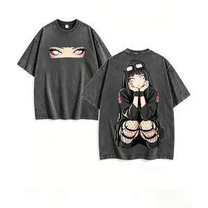 Hinata NARUTO Vintage Unisex Oversize Anime Manga Washed Cotton T-shirt Graphic Tee Anime Lover Anime Merch Fan Outfits Men Boys Merch Retro Streetwear Y2K Aesthetic Heavyweight Tee Father's Day Gift Idea Summer Outfits