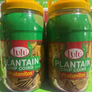 20oz container Lulú Plantain chip coins Snack Crispy Crunchy