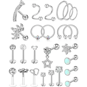 12-25 Pcs 16G Tragus Earrings for Women Men Cartilage Earrings Labret Stud Tragus